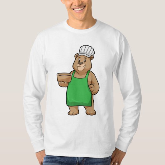 T-shirt Ours comme cuire avec tablier de Cuisine et Bowl (Devant)