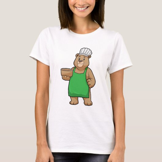 T-shirt Ours comme cuire avec tablier de Cuisine et Bowl (Devant)