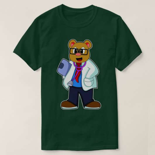 T-shirt Ours comme docteur avec stéthoscope (Design devant)