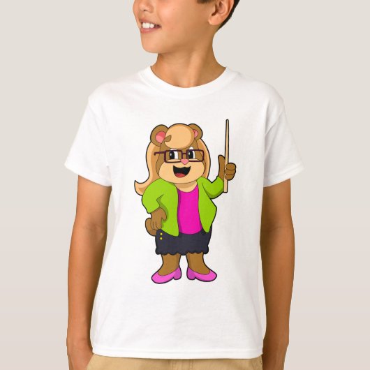 T-shirt Ours comme enseignant avec lunettes (Devant)