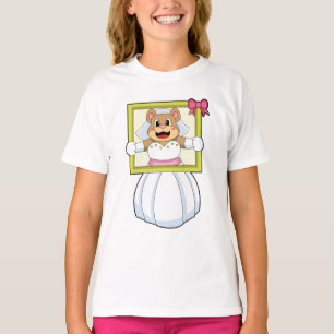 T-shirt Ours comme mariée avec robe Mariage et cadre photo