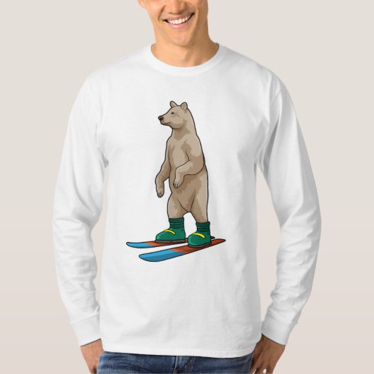 T-shirt Ours comme skieur avec ski (Devant)
