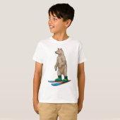 T-shirt Ours comme skieur avec ski (Devant entier)