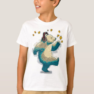 T-shirt Ours dansant avec écouteurs