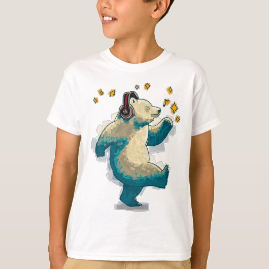T-shirt Ours dansant avec écouteurs (Devant)