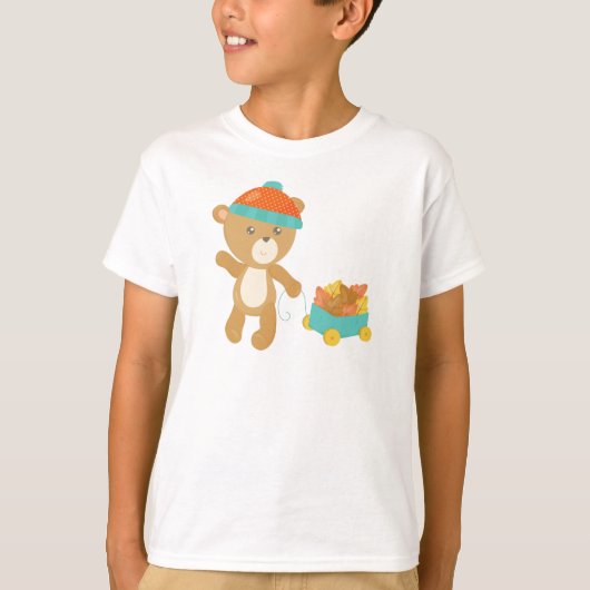 T-shirt Ours D'Automne, Ours Mignons, Ours Avec Casquette, (Devant)