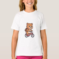 Ours de dessin animé mignon à vélo rouge Enfants