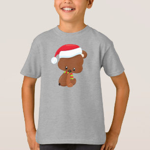 T-shirt Ours de Noël, Ours mignon, Chapeau de Père Noël, É