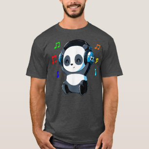 T-shirt Ours de Panda animal mignon à l'écoute de musique 