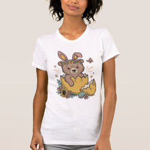 T-shirt Ours de Pâques mignon dans un œuf cassé Vecteur vi