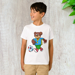 T-shirt Ours de soccer jouant au football en tenue sportiv