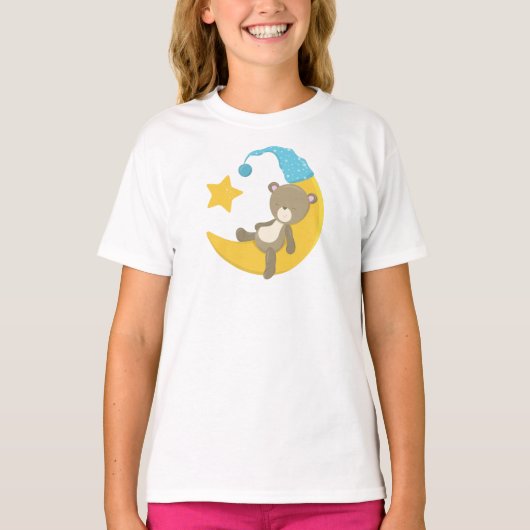 T-shirt Ours Dormir, Ours Mignonne, Ours Sur La Lune (Devant)