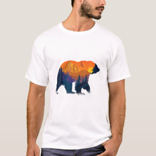 T-shirt Ours Double exposition Surréaliste Faune Animal Ad