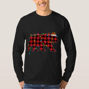 T-shirt Ours drôle Arbre de Noël Rouge Plaid Xmas Animaux