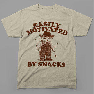 T-shirt Ours Drôle Facilement Motivé Par Des Collations