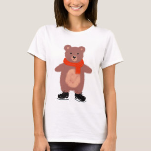 T-shirt Ours drôle sur les patins d'hiver