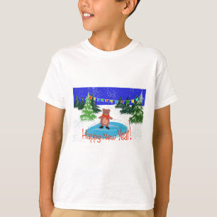 T-shirt Ours drôle sur les patins d'hiver
