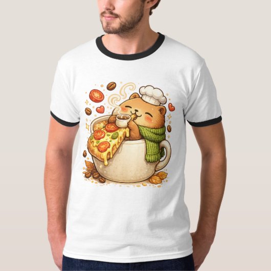T-shirt ours en forme d'ours mignon mangeant une p (Devant)