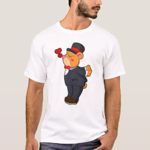 T-shirt Ours en marié avec costume et chapeau