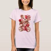 T-shirt Ours en patchwork pour la Saint-Valentin — Cœur de (Devant)
