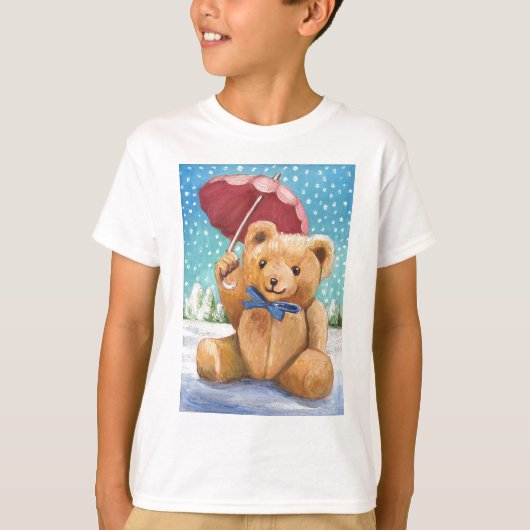 T-shirt Ours en peluche avec Parasol Noël (Devant)