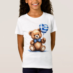 T-Shirt ours en peluche & ballon avec le drapeau grec.