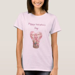 T-shirt Ours en peluche de la Saint-Valentin rose montgolf