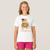 T-shirt Ours en peluche et papillon T pour filles (Devant entier)