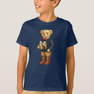 T-shirt Ours en peluche Luxe Prépa Noël à carreaux