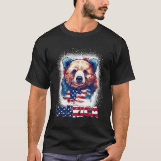 T-shirt Ours en peluche Merica Patriotique Rouge Blanc Ble