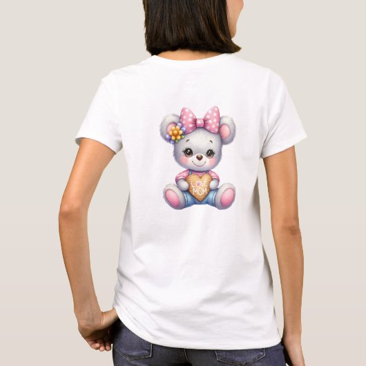 T-shirt Ours en peluche mignon coeur rose et arc Aimer mam (Dos)