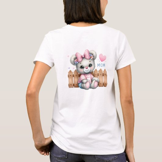 T-shirt Ours en peluche mignon coeur rose et arc Aimer mam (Dos)