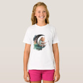T-shirt Ours en peluche mignon sur la Lune, Ours en carica (Devant entier)