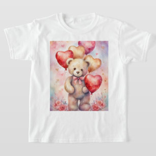 T-shirt Ours en peluche mignonne avec ballons d'anniversai