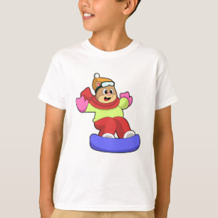 T-shirt Ours en snowboard avec snowboard