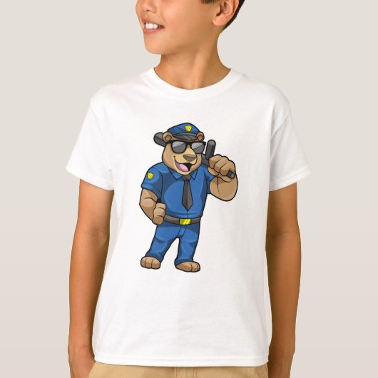 T-shirt Ours en tant qu'agent de police en uniforme de pol (Devant)