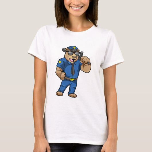 T-shirt Ours en tant qu'officier de police avec Baton (Devant)