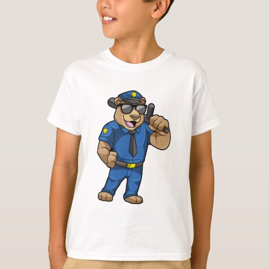 T-shirt Ours en tant qu'officier de police avec Baton (Devant)