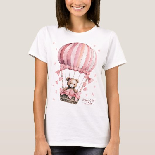 T-shirt Ours En Teddy Rose Cute Hot Air Balloon Élégant (Devant)