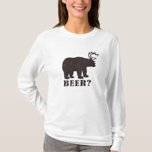 T-shirt Ours et cerfs communs = bière ? Pièce en t ivre 