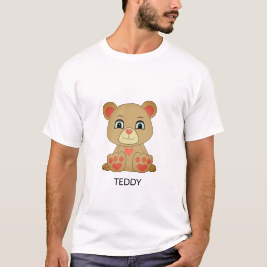 T-shirt Ours et coeur en peluche moderne (Devant)