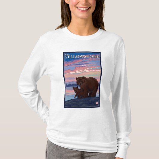 T-shirt Ours et CUB - Yellowstone occidental, Montana (Devant)