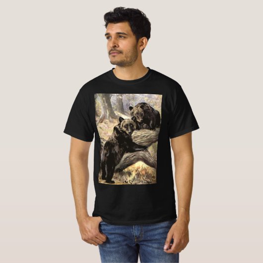 T-shirt Ours grizzlis par CE Swan, Animaux forestiers Vint (Devant entier)