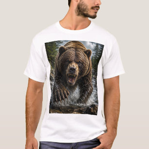 T-shirt Ours Grizzly Rugissant – 3D Hyper-Réaliste
