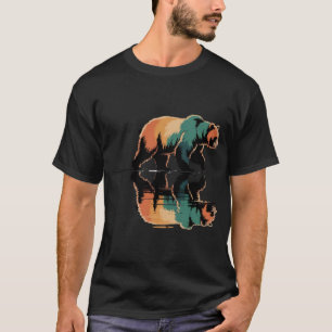 T-shirt Ours Grizzly Vintage Reflet d'Eau Faune