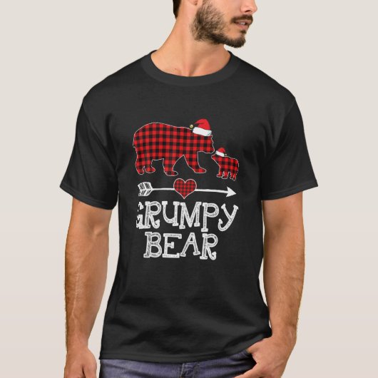 T-shirt Ours Grumeux, Ours Grumpy Plaid De Buffle Rouge Pa (Devant)