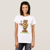 T-shirt Ours habillé en Bumblebee avec Fleurs (Devant entier)