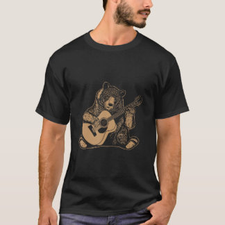 T-shirt Ours Jouer Guitare Ours Rock Guitariste Panda