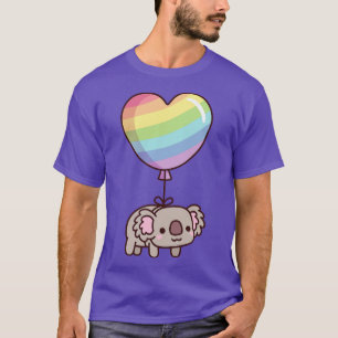 T-shirt Ours Koala mignon Avec Balloon Coeur Arc-En-Ciel