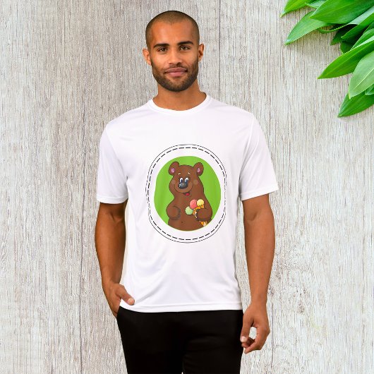 T-shirt Ours mignon avec crème glacée Cône animal amusant